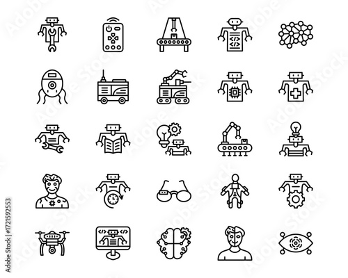 Robotics Line Vector Icons