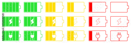 バッテリー・充電・コンセント シンプルアイコンイラスト カラー 〜Battery, charging, outlet simple icon illustration color〜