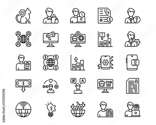 Gig Economy Line Vector Icons