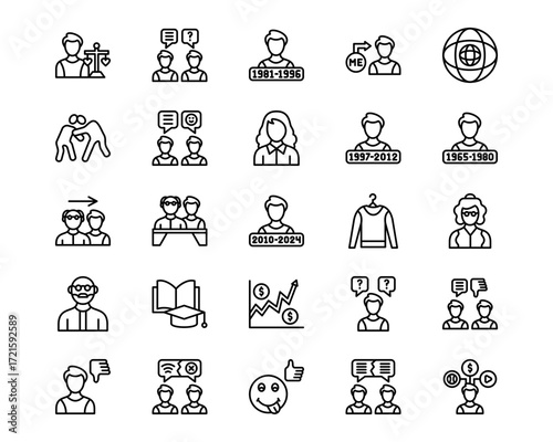 Generation Gap Line Vector Icons