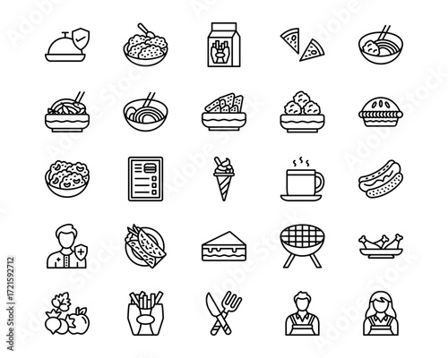 Street Food Line Vector Icons