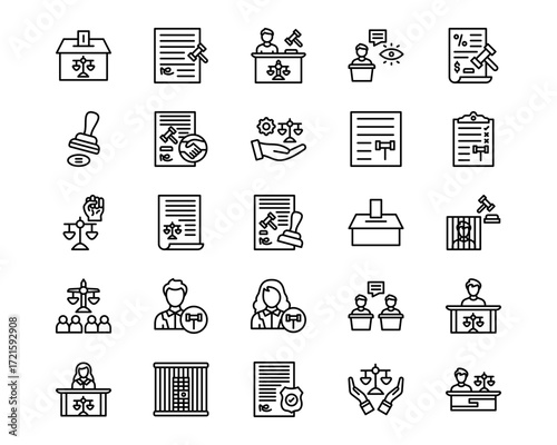 Law & Legislation Line Vector Icons