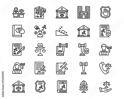 Law & Legislation Line Vector Icons
