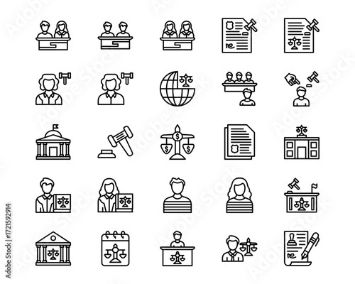 Law & Legislation Line Vector Icons