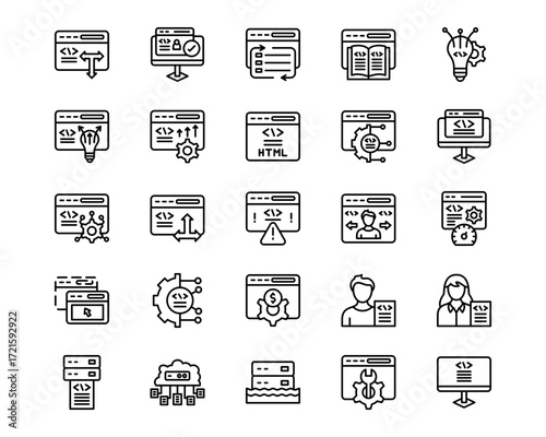 No Code Line Vector Icons