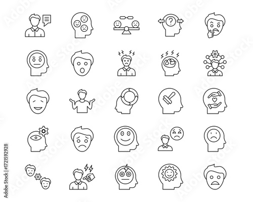 Emotional Intelligence Line Vector Icons
