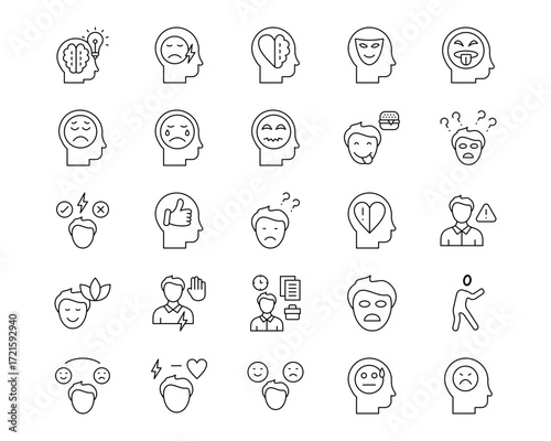 Emotional Intelligence Line Vector Icons