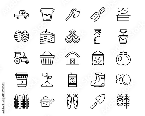 Farming Line Vector Icons