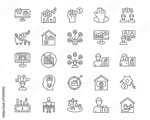 Home Based Business Line Vector Icons