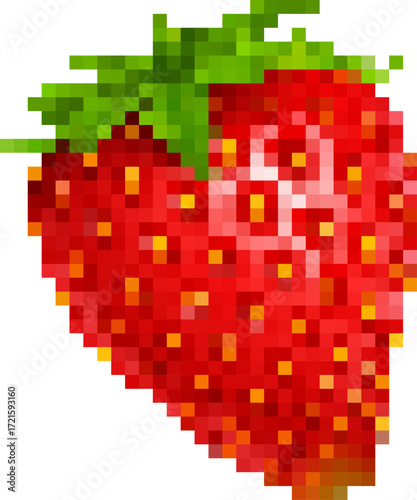 3D Strawberry Pixel Art