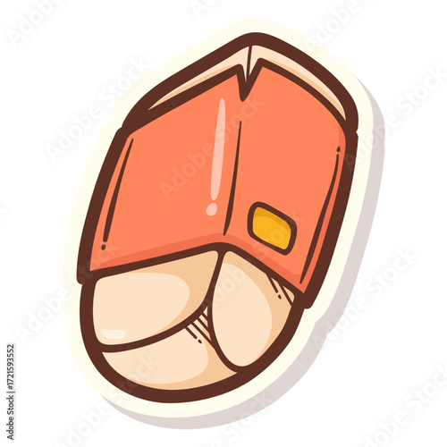 Charming Vector Illustration of an Orange and Beige Meat Item