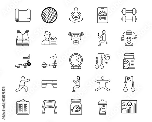 Fitness at Home Line Vector Icons