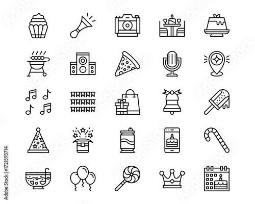 Birthday Line Vector Icons