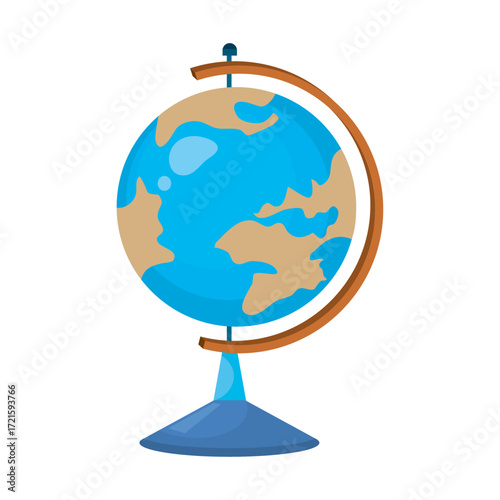 Colorful Terrestrial Sphere Illustration Depicting World Map and Geography for Education