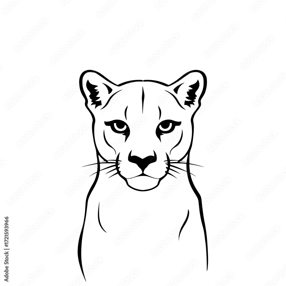 Obraz premium Mountain Lion. Mountain Lion simple black and white line art vector logo