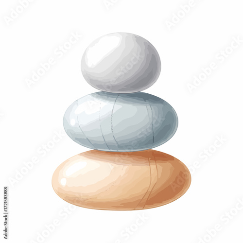 Zen Stone Stack A Watercolor Illustration for Calm and Balance in Digital Artwork