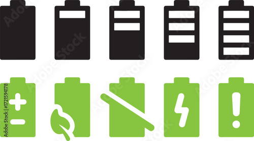 level, battery, vector, design, illustration, icons
