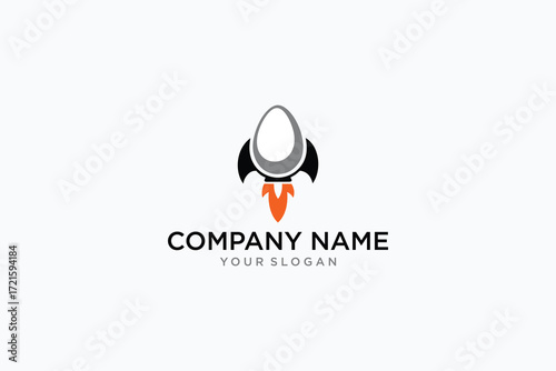 Combination logo from rocket and egg logo design concept