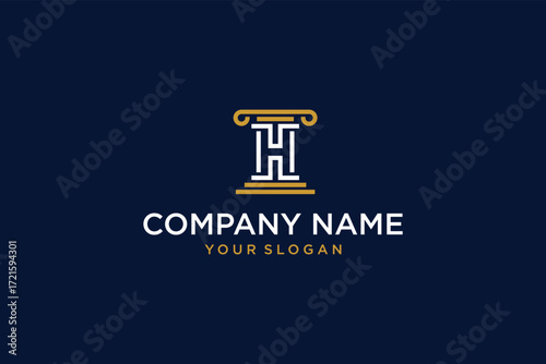 Law firm logo with column and letter H