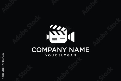 Film clapperboard and camera logo design simple minimalist
