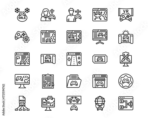 Game Development Line Vector Icons