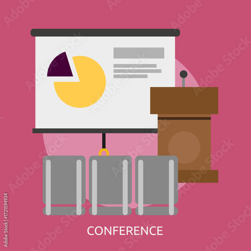 Conference Room Presentation with Chart and Podium for Business Meetings