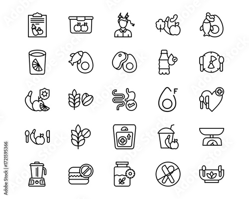 Dieting Line Vector Icons