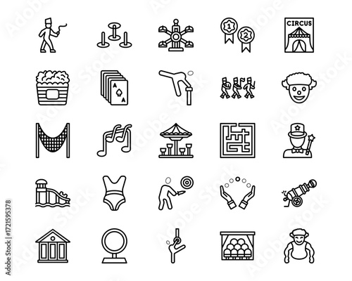 Circus Line Vector Icons