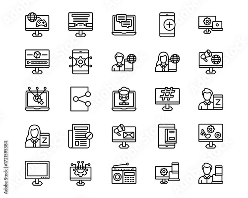 New Media Line Vector Icons