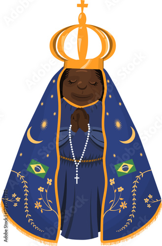 Nossa Senhora Aparecida ilustração, padroeira do Brasil - 12 de outubro - sem fundo