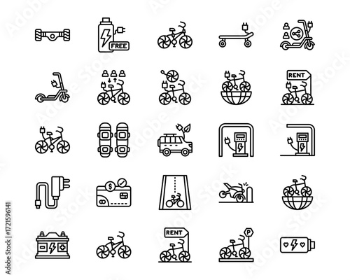 Personal Transportation Line Vector Icons