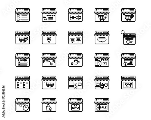 Web Store Line Vector Icons