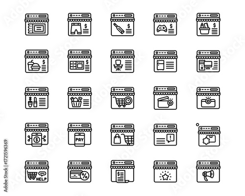 Web Store Line Vector Icons