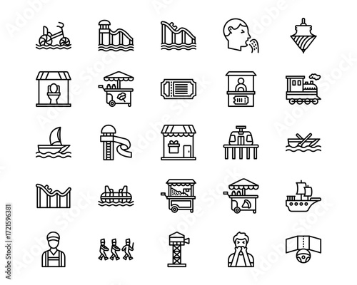 Theme Park Line Vector Icons