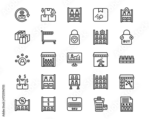 Merchandising Line Vector Icons