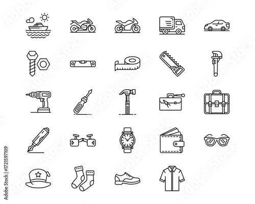 Fathers Day Line Vector Icons