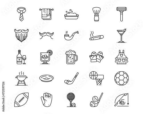 Fathers Day Line Vector Icons