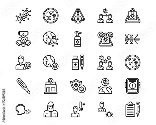 Infectious Diseases Line Vector Icons