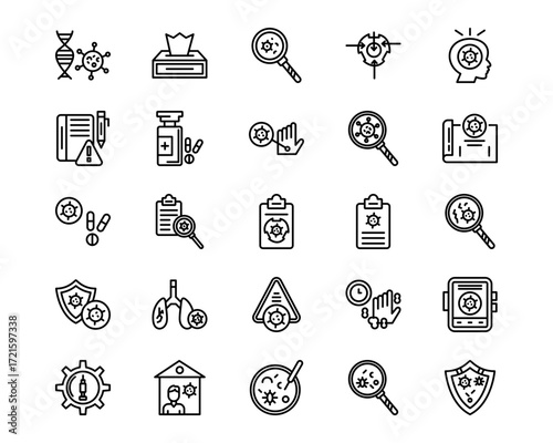 Infectious Diseases Line Vector Icons