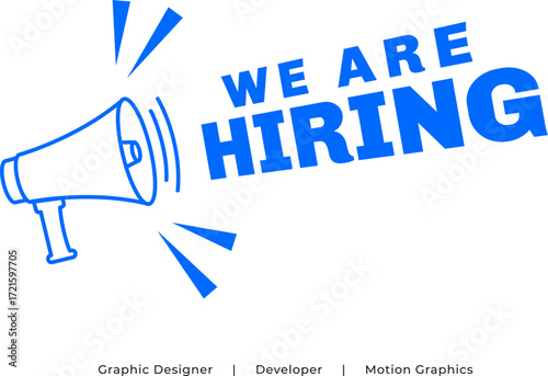 we are hiring job announcement with megaphone