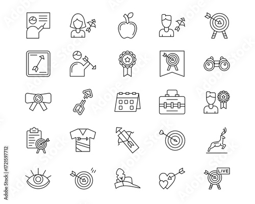 Archery Line Vector Icons