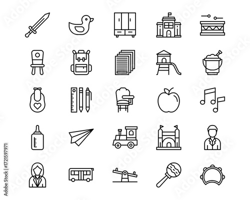 Kindergarten Line Vector Icons
