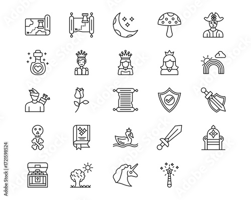 Fairytale Line Vector Icons
