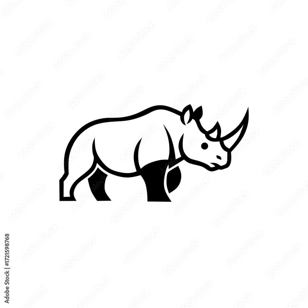 Fototapeta premium Strong rhino vector illustration