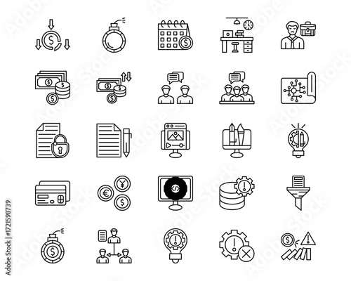 Crisis Mangement Line Vector Icons