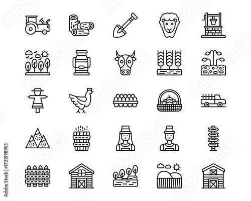 Village Line Vector Icons
