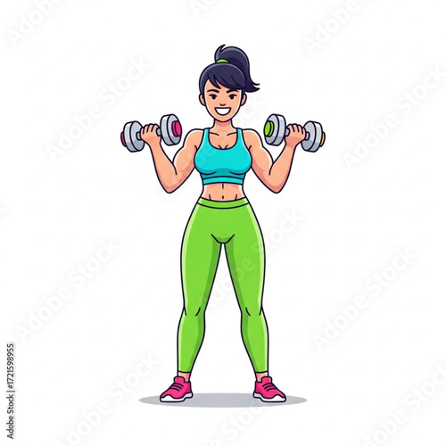 Woman Exercise with Dumbbells