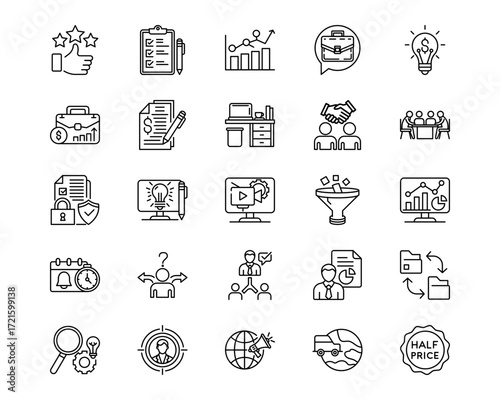Product Management Line Vector Icons