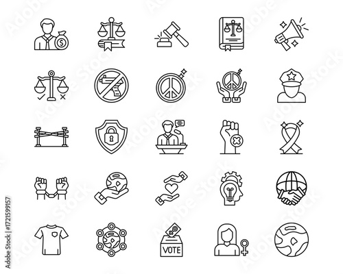 Human Rights Line Vector Icons