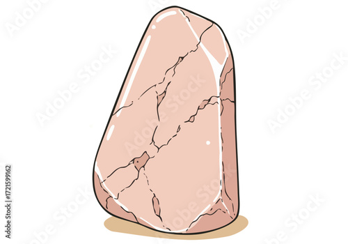 A polished rose quartz crystal glows with a subtle shimmer. Clean, modern illustration style. Perfect for wellness, spirituality, or decorative themes.